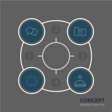4 Web Simgeler Vektör Illustration. Bekleyen, Hdd Sync, konuşan ve diğer öğeleri düzenlenebilir paketi.