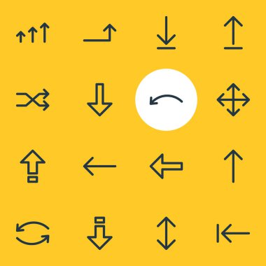 16 yönünü simgeler vektör Illustration. Düzenlenebilir paket sekmesi, rastgele, sol.