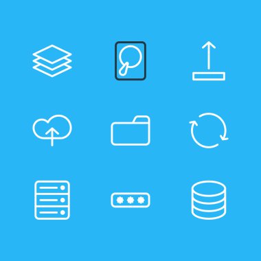 9 Arşiv simgeler vektör Illustration. Düzenlenebilir paket dosyası, şartlı tahliye ve diğer öğeleri yukarı ok.