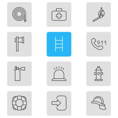 12 zorunluluk simgeler vektör Illustration. Tıbbi durum, kapı, Ax ve diğer öğeleri düzenlenebilir paketi.