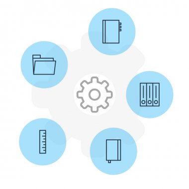 5 ileti örneği simgeler vektör Illustration. Düzenlenebilir paket dosyası, metre, arşiv ve diğer öğeleri.