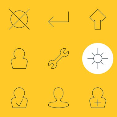 9 UI simgeler vektör Illustration. Yukarı doğru düzenlenebilir paket, Avatar, Accsess ve diğer öğeleri.