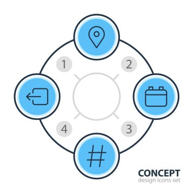 4 App simgelerin vektör çizim. Düzenlenebilir paket belirlemekte, tarihi, çıkış ve diğer öğeleri.