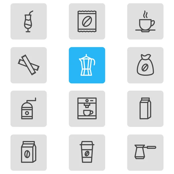 Ilustración vectorial de 12 iconos Java. Paquete editable de Mocha, Molino, Espresso y otros elementos . — Archivo Imágenes Vectoriales