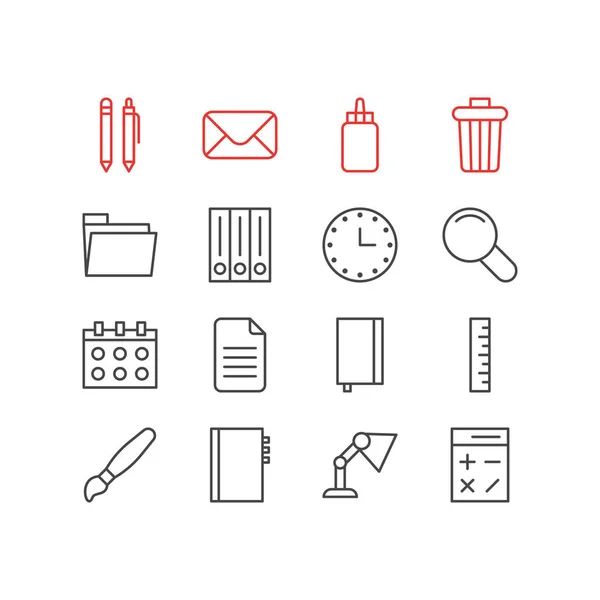 Ilustración vectorial de 16 iconos de herramientas. Paquete editable de libro de texto, archivo, pintura y otros elementos . — Vector de stock