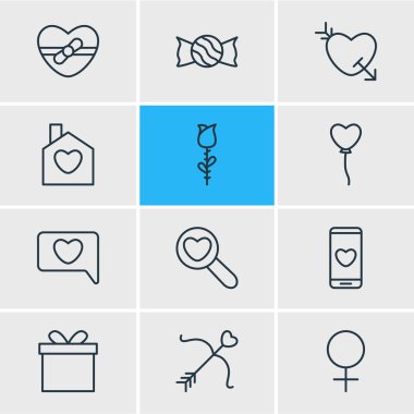 12 Amour simgeler vektör Illustration. Düzenlenebilir Pack, Messenger, Hediyelik, akıllı telefon ve diğer öğeleri.