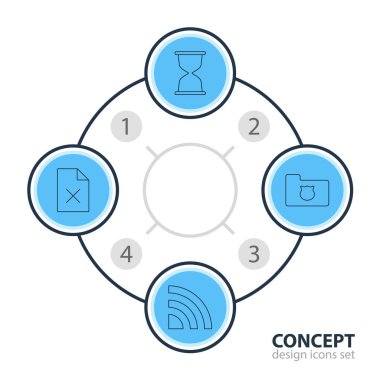 4 Web Simgeler Vektör Illustration. Gizlilik Doktor, kum saati, düzenlenebilir paket veri öğeleri silme.