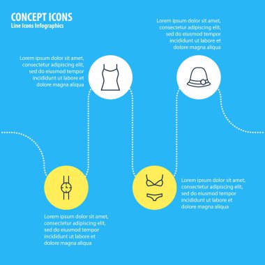 4 Giysi simgeler vektör Illustration. Singlet, Mayo, el saat öğelerin düzenlenebilir paketi.