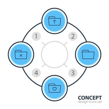 4 belge simgeler vektör Illustration. Belge durumunun düzenlenebilir paketi göndermek, kaldır ve diğer öğeleri.