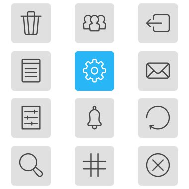 12 uygulama simgeler vektör Illustration. Düzenlenebilir paket yeniden yükle, kilitli, Büyüteç'i ve diğer öğeleri.