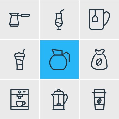 9 kahve simgeler vektör Illustration. Kupa, Türk, Espresso ve diğer öğeleri düzenlenebilir paketi.