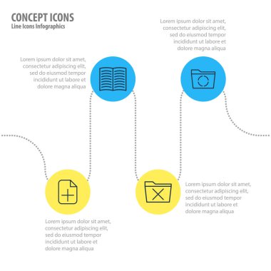 4 büro simgeler vektör Illustration. Yükleme, düzenlenebilir paketini silin, artı ve diğer öğeleri.