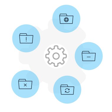 5 klasörü simgeler vektör Illustration. Eksi, Kaldır, kurtarma ve diğer öğeleri düzenlenebilir sürüsü.