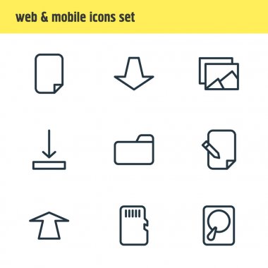 9 bellek simgeler vektör Illustration. Yukarı doğru düzenlenebilir paket, bellek, Galeri ve diğer öğeleri.