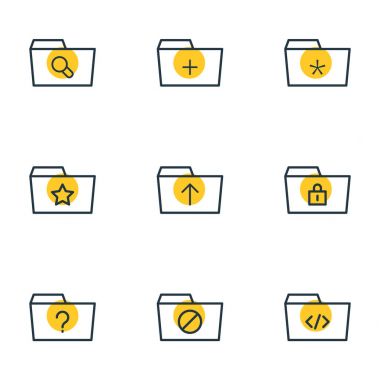 9 belge simgeler vektör Illustration. Gönder, komut dosyası, önemli ve diğer öğeleri düzenlenebilir paketi.