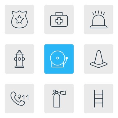 9 zorunluluk simgeler vektör Illustration. Düzenlenebilir paket Emanet, su, merdiven ve diğer öğeleri.