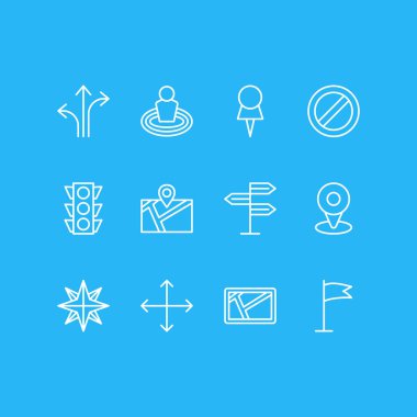 12 yönünde simgeler vektör Illustration. Marker, blok, harita ve diğer öğeleri düzenlenebilir paketi.