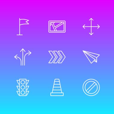 9 yönünü simgeler vektör Illustration. Ok, harita, blok ve diğer öğeleri düzenlenebilir paketi.