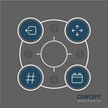 4 uygulama simgeler vektör Illustration. Tarih, yön, konu ve diğer öğeleri düzenlenebilir sürüsü.