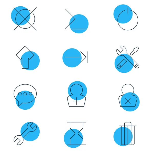 Illustration vectorielle de 12 icônes d'interface. Pack modifiable de bouton de tabulation, membre interdit, compte de registre et autres éléments . — Image vectorielle