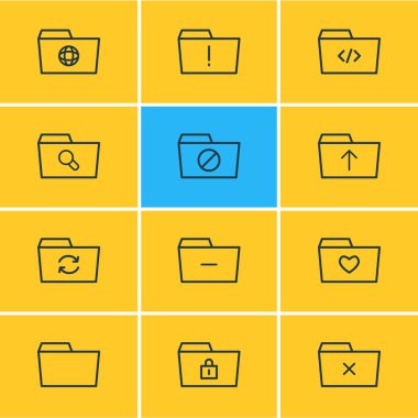 12 dosyası simgeler vektör Illustration. Düzenlenebilir paket kurtarma, kilitli, dosya ve diğer öğeleri.