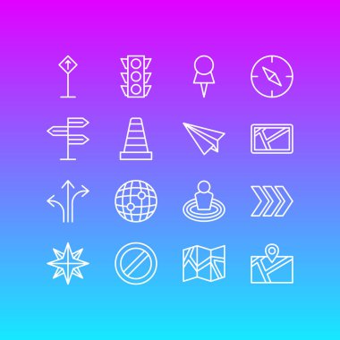 16 gezinti simgeler vektör Illustration. Ok, etmek, Yönlendirme ve diğer öğeleri düzenlenebilir paketi.