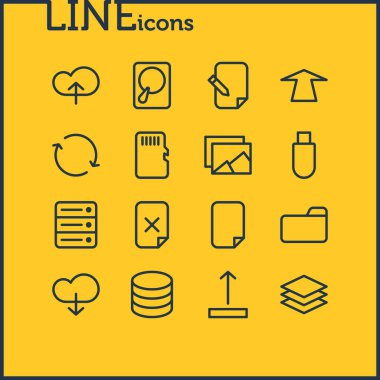 16 Arşiv simgeler vektör Illustration. Düzenlenebilir paket anlaşması, Datacenter, Galeri ve diğer öğeleri.