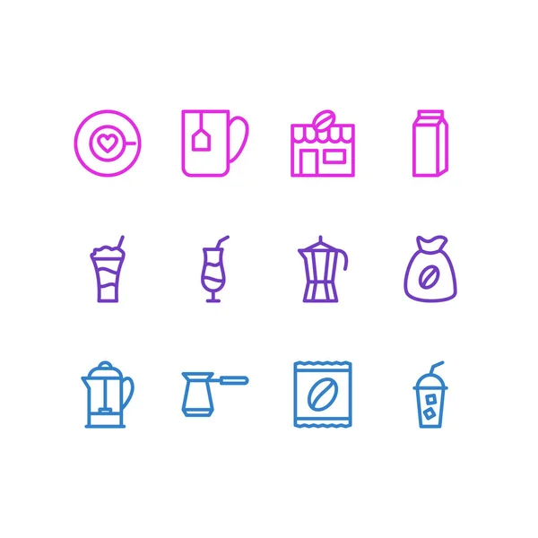 矢量插图12饮料图标。可编辑的软饮, 摩卡, 土耳其和其他元素包. — 图库矢量图片