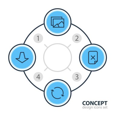 4 depolama simgeler vektör Illustration. Kaldır, düzenlenebilir Pack aşağı doğru eşitleme ve diğer öğeleri.