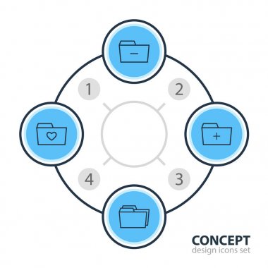 4 klasör simgeleri vektör Illustration. Düzenlenebilir sürüsü sevdim, klasörler, artı ve diğer öğeleri.