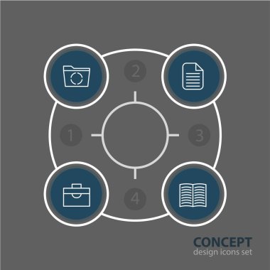 4 Office simgeler vektör Illustration. Portföy, boş, yükleme ve diğer öğeleri düzenlenebilir sürüsü.