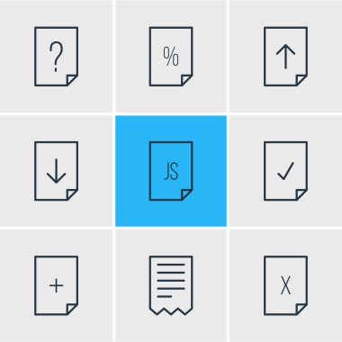 9 sayfa simgeler vektör Illustration. Düzenlenebilir Pack Download, artı, klasör ve diğer öğeleri.