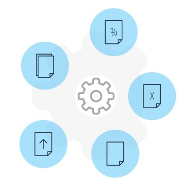 5 belge simgeler vektör Illustration. Düzenlenebilir Pack Download, Kaldır, dosya ve diğer öğeleri.