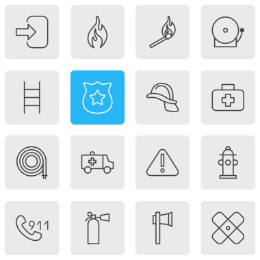 16 zorunluluk simgeler vektör Illustration. Ünlem işareti, Emanet, Siren ve diğer öğeleri düzenlenebilir paketi.