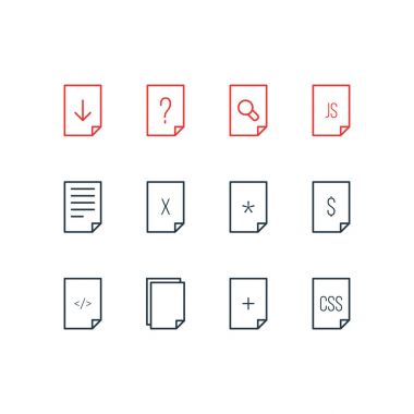 12 belge simgeler vektör Illustration. Basic, dolar, belge ve diğer öğelerin düzenlenebilir sürüsü.