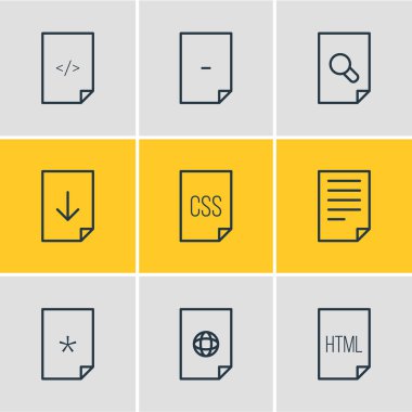 9 dosya simgeler vektör Illustration. Düzenlenebilir paket arama, Stil, Munus ve diğer öğeleri.