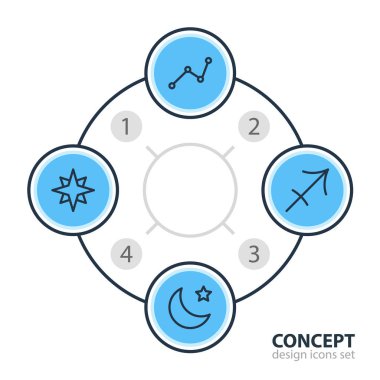 4 Galaxy simgeler vektör Illustration. En sevdiğim, gece, geometrik ve diğer öğelerin düzenlenebilir paketi.