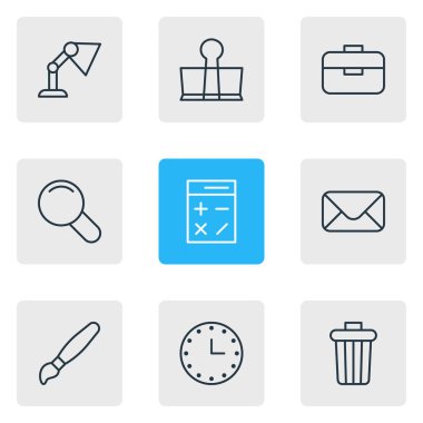 9 ileti örneği simgeler vektör Illustration. Ciltçi klibi, izle, boya ve diğer öğeleri düzenlenebilir sürüsü.