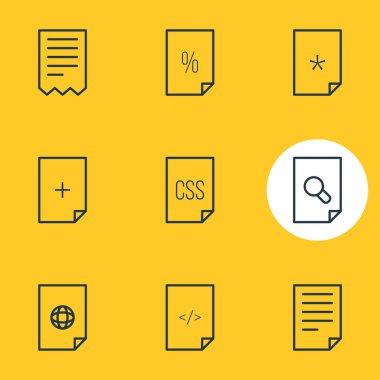 9 belge simgeler vektör Illustration. Düzenlenebilir Pack Basic, Internet, Html ve diğer öğeleri.