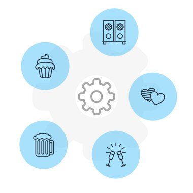 5 Bayramı simgeler vektör Illustration. Hoparlör, ruh, Draft ve diğer öğeleri düzenlenebilir paketi.