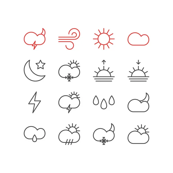 Vector Illustration Of 16 Sky Icons. Editable Pack Of Sunlight, Snowflake, Sunny And Other Elements. — Stock Vector