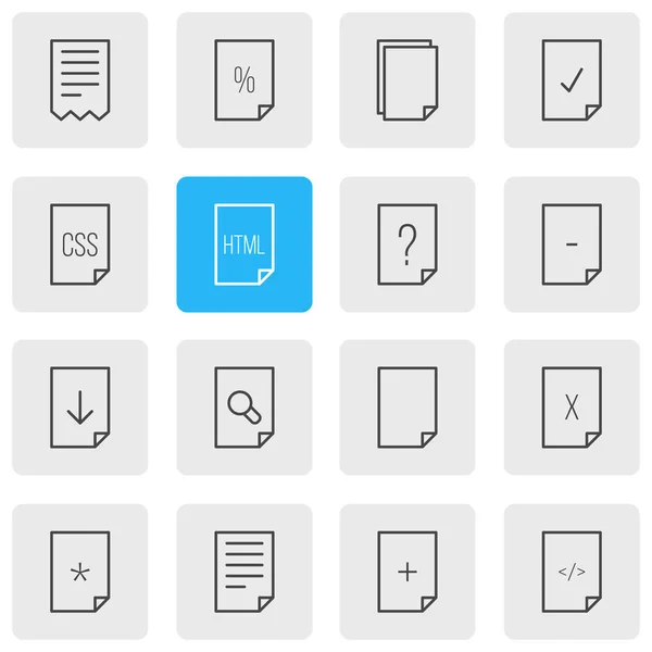 Vector Illustration Of 16 Document Icons. Editable Pack Of Document, Upload, Basic And Other Elements. — Stock Vector