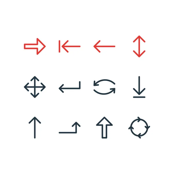 Vektorillustration von 12 Pfeilen Symbolen. editierbares Paket aus Registerkarte, Austausch, Laden und anderen Elementen. — Stockvektor