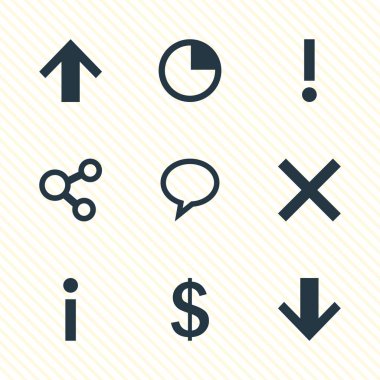 9 arayüzü simgeler vektör Illustration. Düzenlenebilir bilgi aşağıya doğru üst ve diğer öğeleri ayarla.