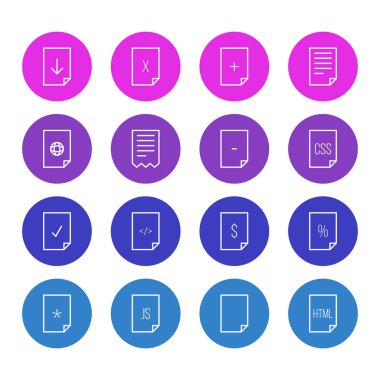 16 sayfa anahat simgeler vektör Illustration. Düzenlenebilir bitmiş, stil ve diğer öğeleri klasör kümesi.