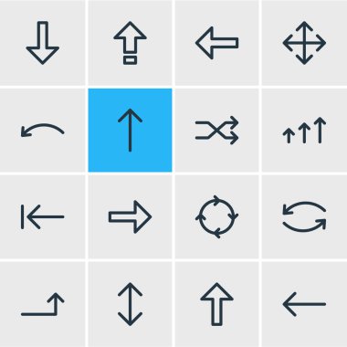 16 yön anahat simgeler vektör Illustration. Düzenlenebilir rastgele, geri alma, öğeleri kümesi.