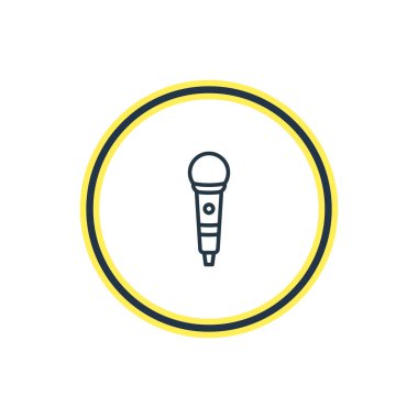 Mikrofon anahat vektör Illustration. Güzel bayram öğesi de Karaoke öğesi olarak kullanılabilir.