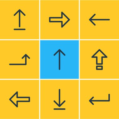 9 işareti anahat simgeler vektör Illustration. Düzenlenebilir dönüş, sol, yükleme ve diğer öğeleri ayarla.