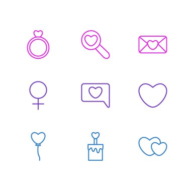 9 tutku simgeler çizgi stili vektör Illustration. Düzenlenebilir dizi mum, davet, ruh öğeleri.