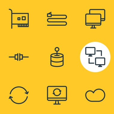 9 ağ kutsal kişilerin resmi çizgi stili vektör Illustration. Düzenlenebilir kümesi senkronize et, kartı, çözmek ve diğer öğeleri.